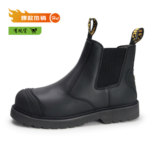 防水耐水的电子隔离式工作靴真皮上橡胶外底，反木
